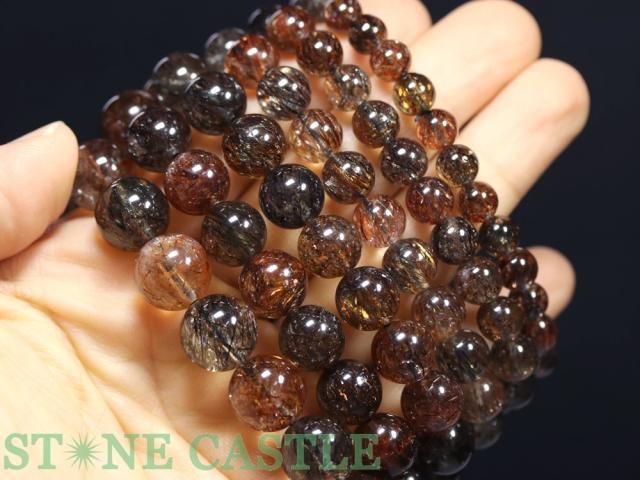 ☆高品質☆【天然石 ブレスレット】ブラックタイチンスーパーセブン