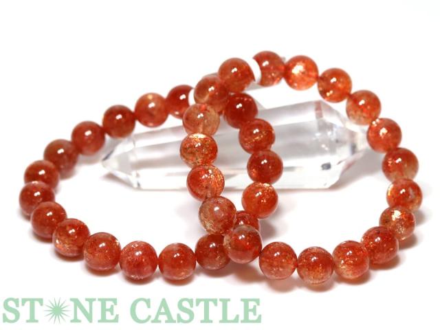 ☆高品質☆【天然石 ブレスレット】ストロベリーサンストーン (5A) (約10〜10.5mm) (ケース付)の通販は