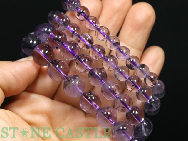 ☆高品質☆【天然石 ブレスレット】ロマネサイトインアメジスト (6A) (約11.5〜12mm) (ケース付)の通販は