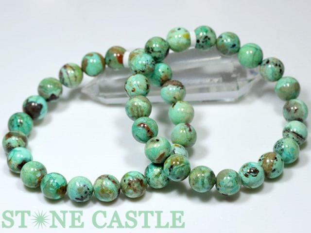 ☆高品質☆【天然石 ブレスレット】クリソコラターコイズ (3A) (アメリカコロラド州産) (約10〜10.5mm)
