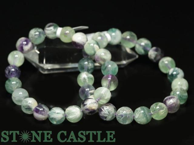 ☆高品質☆【天然石 ブレスレット】エンジェルフェザーフローライト (3A) (マルチカラー) (約10〜10.5mm)の通販は