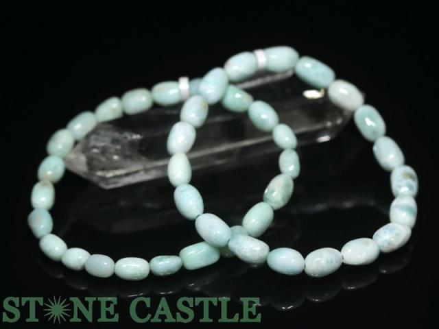 ☆高品質☆【天然石 ブレスレット】ラリマー タンブル型 約6x8mm