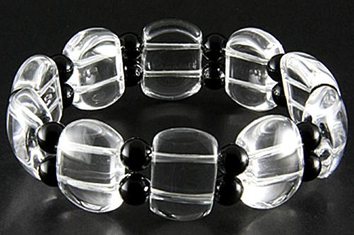 【天然石 ブレスレット】天然水晶バングル オニキス 7,000円