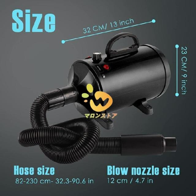 ペットドライヤー 2800W 犬用ドライヤー 100V ペットブロワ 大風量 犬用乾燥機 無段階風速制御 30-70℃温度可調整 犬 ドライヤー 4種ノズル付き 犬/猫兼用