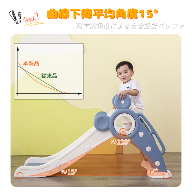 すべり台 折りたたみ くまさん 滑り台 室内 屋内 すべりだい 遊具 おもちゃ 子供用 子ども キッズ 男の子 女の子_1