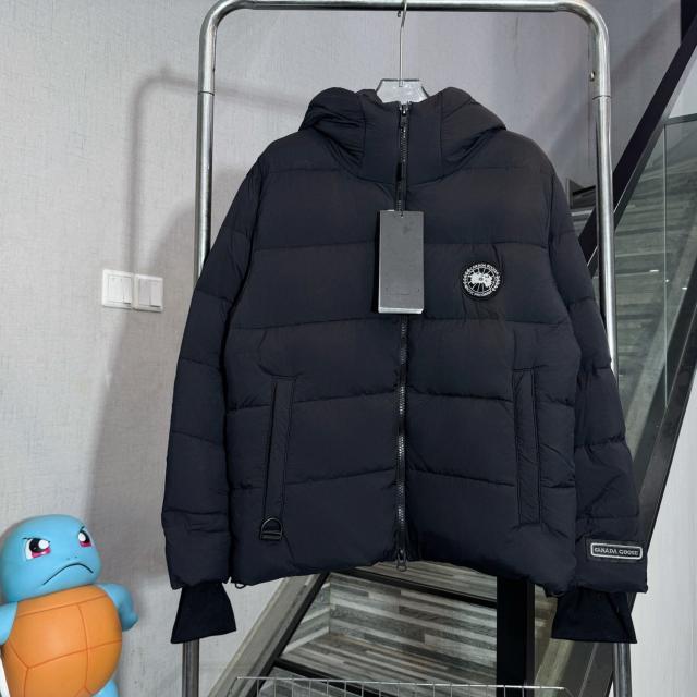 25款   フード付き袖口ゴム付きダウンジャケット カナダガチョウ ダウンジャケット カナダグース ブラック 防風性能抜群 暖かさ抜群 男女兼用 並行輸入品