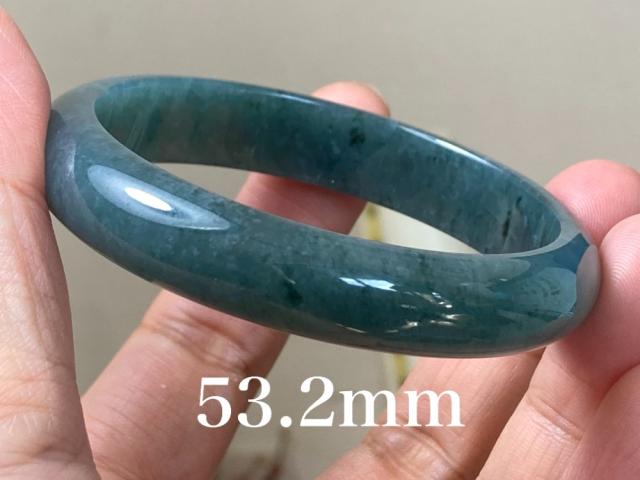 BG9-09 美品 糯氷種 深灰藍 53.2MM グアテマラ産 本翡翠 バングル