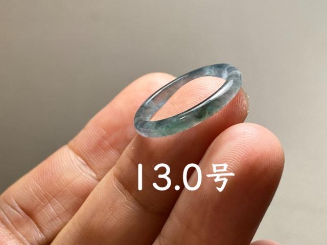L13-230 極品 高氷種 薄水色青緑花 13.0号 グアテマラ産 A貨 本翡翠 くりぬき リング