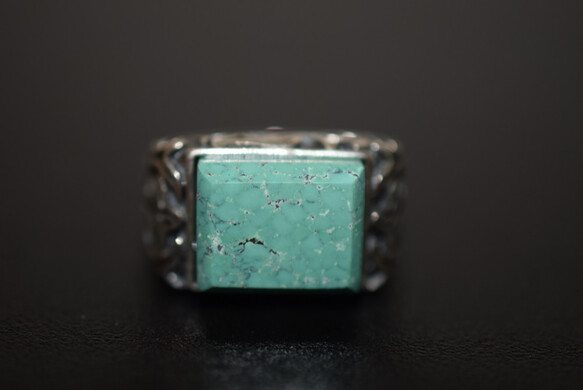 29 上品 天然 トルコ石 メンズ リング 四角 長方形 青 ターコイズ 指輪 プレゼント 誕生日 フリーサイズの通販は 6,880円