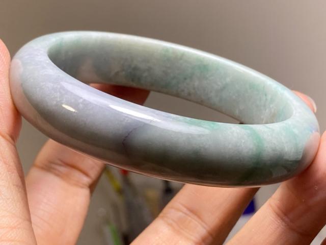 翡翠バングル A貨 本翡翠、純天然A貨楕円型バングル 〜50 新