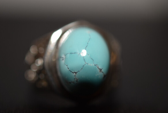 85-7 大玉 一粒 本物 天然 トルコ石 メンズ リング ターコイズ