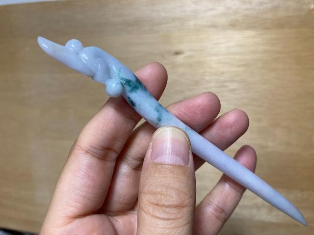 Z23 簪 ミャンマー産 天然 A貨 本翡翠 1本 簪 ほうおう 鳳凰