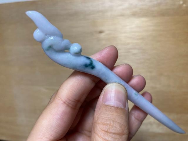 Z23 簪 ミャンマー産 天然 A貨 本翡翠 1本 簪 ほうおう 鳳凰