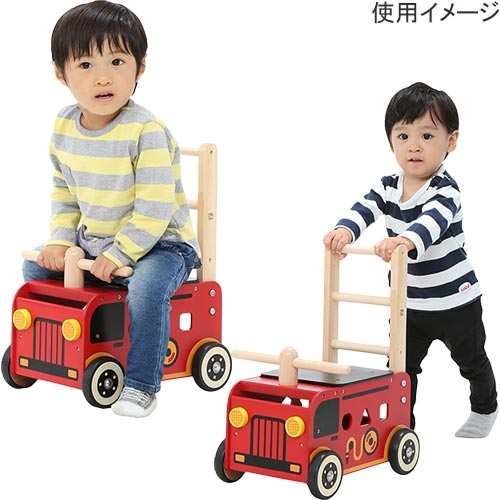 エデュテ Edute キッズ おもちゃ アイムトイ ウォーカー＆ライド消防車 IM-87480 女の子 男の子 木製玩具 知育玩具 手押し車 プレゼント