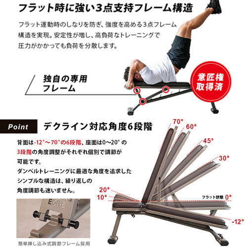 LEADING EDGE トレーニングベンチ ブラウン マルチポジションベンチレザーカラーモデル復刻版