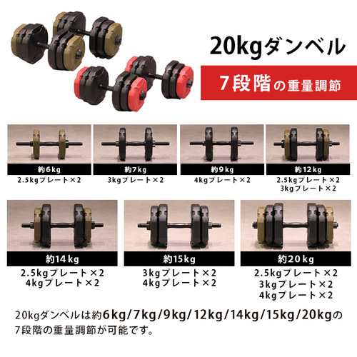 アーミーダンベル 20キログラム2セットトレーニング/エクササイズ