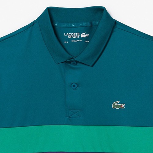 ラコステ LACOSTE メンズ トリコロールカラーブロックゴルフポロシャツ