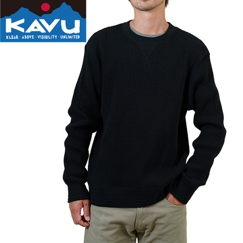 カブー KAVU メンズ 長袖Tシャツ マービンズクルー ブラック 19820127 Marvin’s Crew トップス ワッフル生地 サーマルシャツの通販は