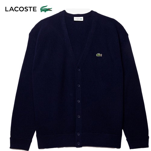 ラコステ LACOSTE メンズ ガーター編みVネックカーディガン ネイビー AH0397L 166 正規品 カーディガン 通勤通学 ワニ おしゃれの通販は