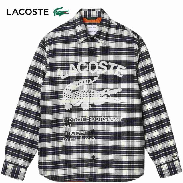 ラコステ 幾何学模様 ジャケット ラコステ LACOSTE メンズ オーバーサイズプリントフランネル