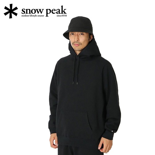 スノーピーク snowpeak メンズ パーカー リサイクルコットン プルオーバーフーディ ブラック SW-22SU402 Recycled Cotton Pullover