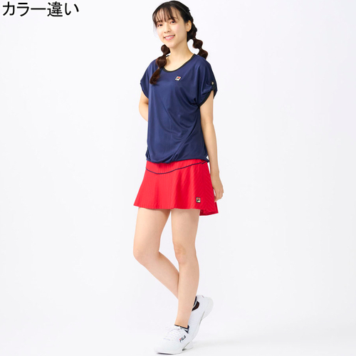 フィラ FILA レディース ゲームシャツ グリーン VL2698 25 半袖Tシャツ ドロップショルダー ウエストタック フェミニン トップス 吸水の通販は