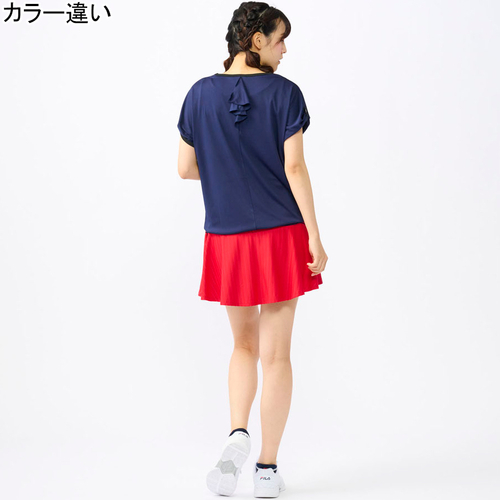 フィラ FILA レディース ゲームシャツ グリーン VL2698 25 半袖Tシャツ ドロップショルダー ウエストタック フェミニン トップス 吸水の通販は