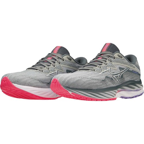 ミズノ MIZUNO レディース ランニングシューズ ウエーブライダー27 グレー×ホワイト×ピンク J1GD2303 21 WAVE RIDER 27