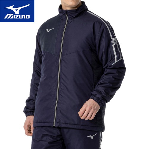 ミズノ MIZUNO メンズ レディース MCL中綿ブレスジャケット ディープネイビー×シルバー 32MEA630 11 トレーニングウェア アウトドア