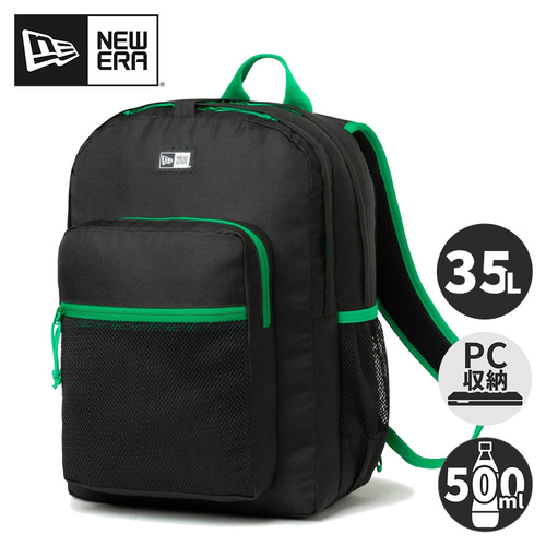 ニューエラ NEW ERA バックパック キャンパスパック ブラック×ケリーグリーン 14108412 BLK GRN リュック 鞄 通学 学生 PC収納 部活の通販は
