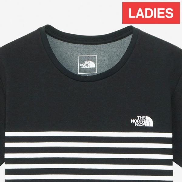 美品THE NORTH FACE 半袖Tシャツ　黒　白　ボーダー　レディース　M 美品 ザ ノースフェイス 半袖Tシャツ ショートスリーブフル