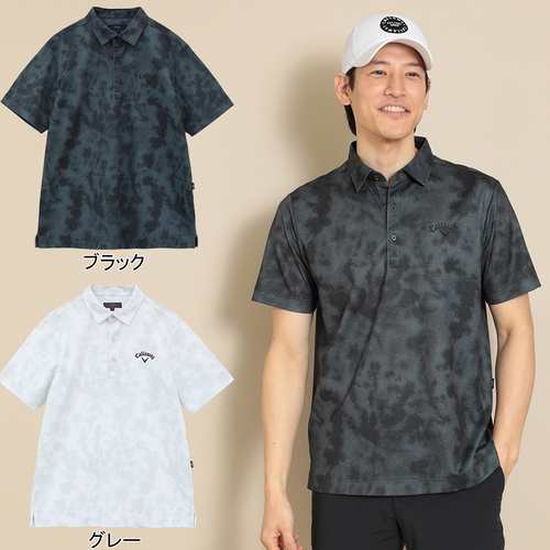 キャロウェイアパレル Callaway Apparel メンズ ゴルフウェア 半袖シャツ 河本プロ着用 かざあなメッシュ ムラ染めプリントシャツ