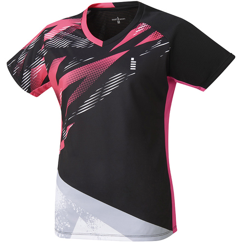 ゴーセン GOSEN レディース ゲームシャツ ブラック T2403 39 テニス バドミントン 半袖シャツ トップス 試合 練習 吸汗速乾 JSTAの通販は