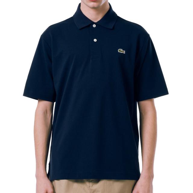 美品 LACOSTE リヨセル鹿の子ポロシャツ スリムフィット 38 ネイビー ラコステ LACOSTE メンズ リヨセルブレンドミニマルポロシャツ