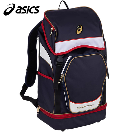 アシックス asics 野球 バッグ ゴールドステージ バックパック ネイビー×レッド 3123A526 412 リュックサック デイパック 遠征バッグの通販は