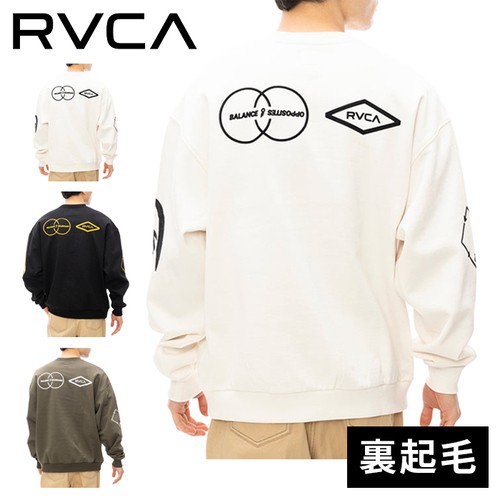 ルーカ RVCA メンズ トレーナー STACKHOUSE CR BE042033 2024秋冬モデル トップス 長袖シャツ スウェット ロゴ刺繍 アウトドアウェア