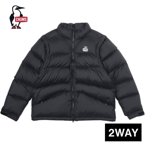 チャムス CHUMS メンズ レディース 2way ダウン ジャケット ブラック CH04-1407 K001 2way Down Jacket 2024秋冬モデル アウター 上着