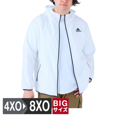 マンチェス Manches メンズ 【adidas/アディダス】ウーブンフードジャケット ホワイト 1012733350 1 大きいサイズ 大きめ ビッグサイズの通販は