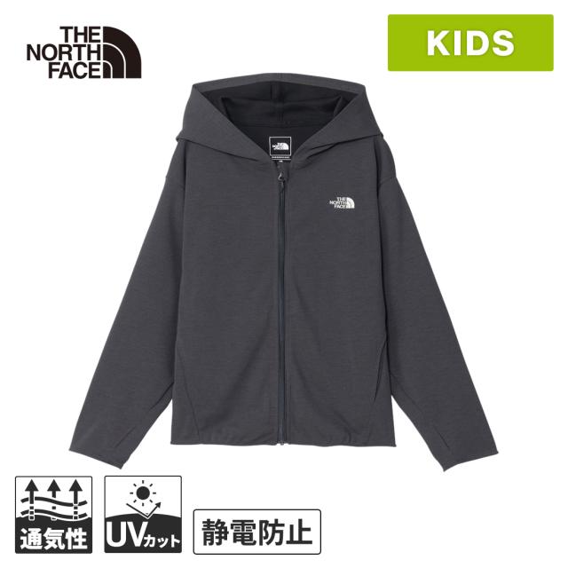 ザ・ノース・フェイス ノースフェイス キッズ ジャケット ヒートプロテクションフーディ アスファルトグレー NTJ12545 AG HeatProtectionHoodie 2025春夏モデル アウター 上着 フード付き 紫外線防止 UVカット 外遊び 通学 子供服 ロゴ刺繍 アウトドア
