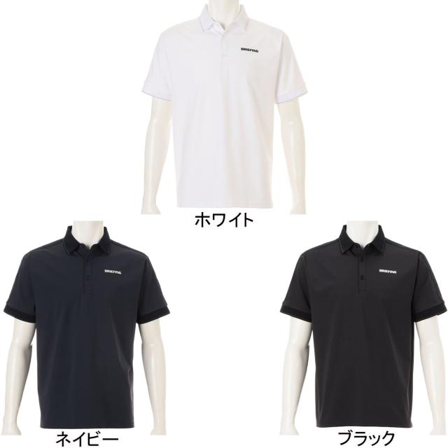 BRIEFING ブリーフィング　白でロゴ入りのテープが付いた半袖ポロシャツ L ブリーフィング（BRIEFING）（メンズ）ゴルフウェア 接触冷感
