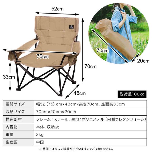 クイックキャンプ QUICKCAMP 収束式ローチェア ワンラブチェア