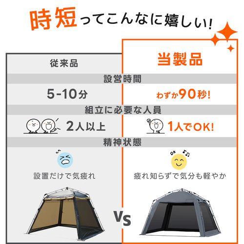 クイックキャンプ QUICKCAMP スクリーンタープ 3m ワンタッチ