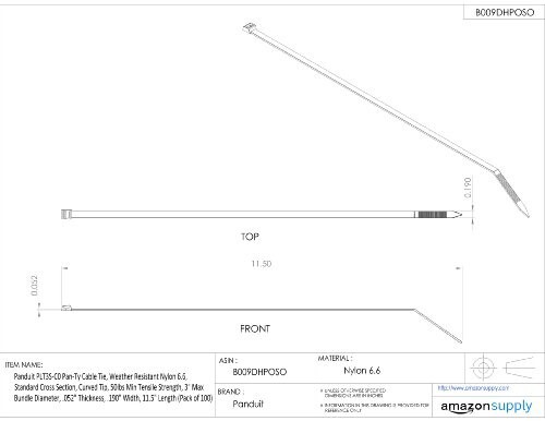 パンドウイット ナイロン結束バンド 耐熱性黒 幅3.6mm 長さ142mm 1000