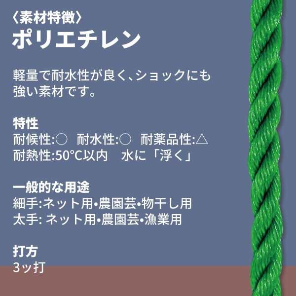 ユタカメイク PEカラーロープドラム巻 グリーン RE-103 6mm×200Mの通販