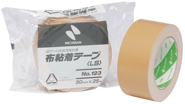 ニチバン 布テープ 50mm×25m巻 123LW-50 黄土 - 梱包資材