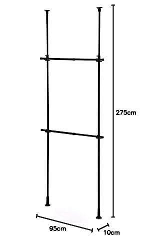 平安伸銅工業 ハンガーラック マットブラック サイズ:幅56-95×奥行10×高