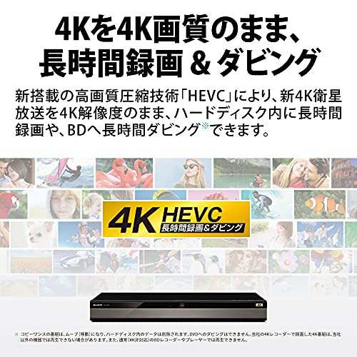 シャープ 2TB 3番組同時録画 4K ブルーレイレコーダー 4B-C20DT3 4K ...