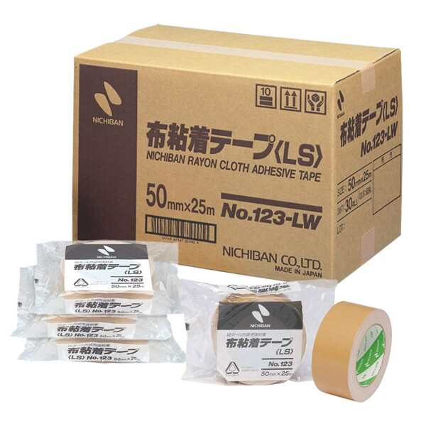 ニチバン 布テープ 50mm×25m巻 30巻入 123LW50-30P 黄土 - 梱包資材