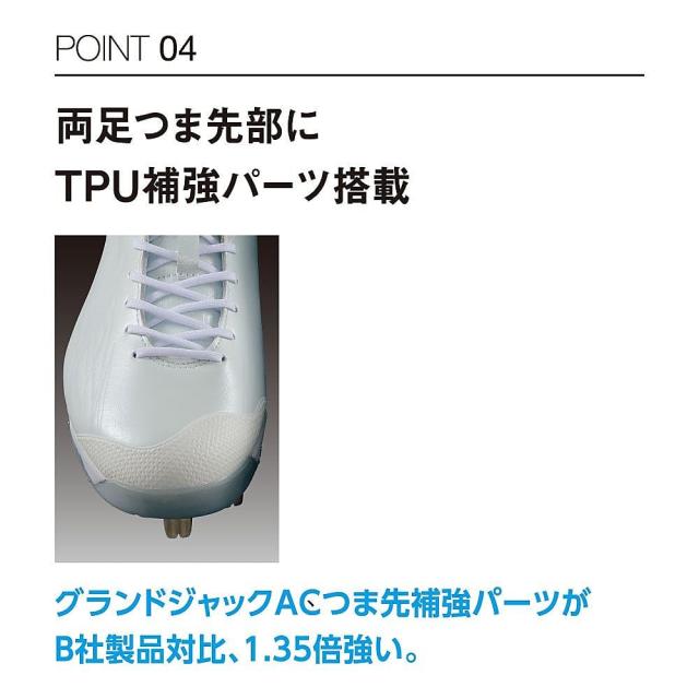 ゼット 野球 樹脂底スパイク カナグスパイク グランドジャックAC * BSR2807AC-1111 ホワイト/ホワイト 送料無料