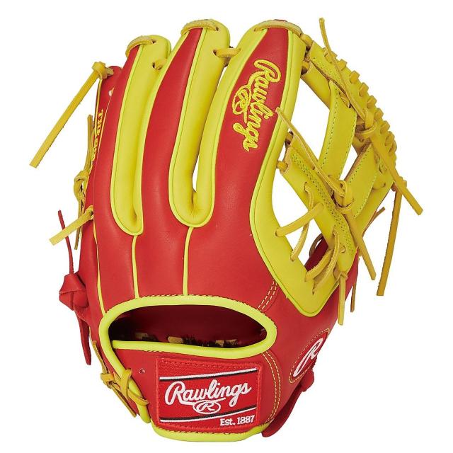 ローリングス 野球 軟式グローブ一般 軟式 HOH MLB COLOR SYNC(エイチオーエイチエムエルビーカラーシンク)N54G - スカーレット/イ...